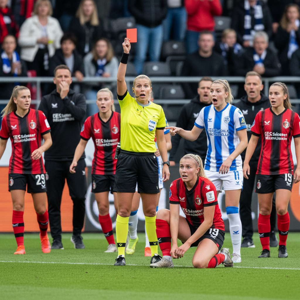 Opmerkelijk moment in Eredivisie Vrouwen: Rood na veters strikken zorgt voor verbazing