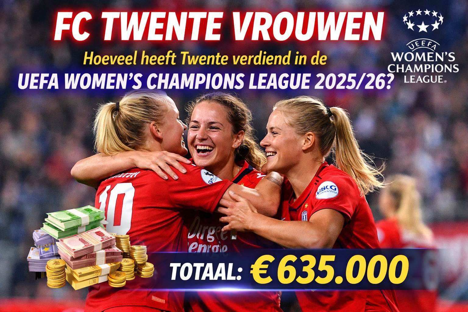 Hoeveel verdiende FC Twente Vrouwen in de UEFA Women's Champions League 2025/26?