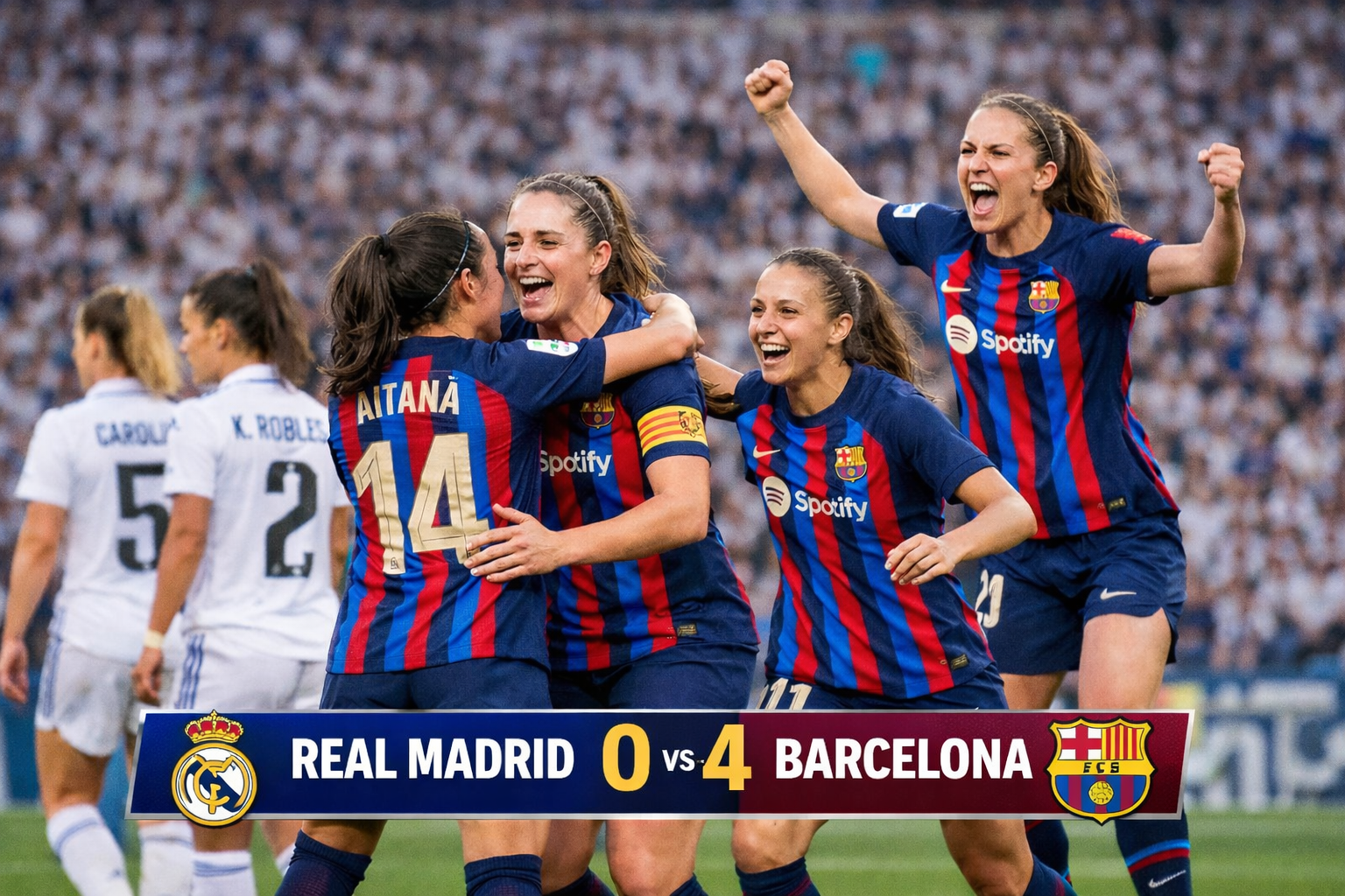 EL Clásico Vrouwen eindigt in Real Madrid 0-4 FC Barcelona Femeni !!