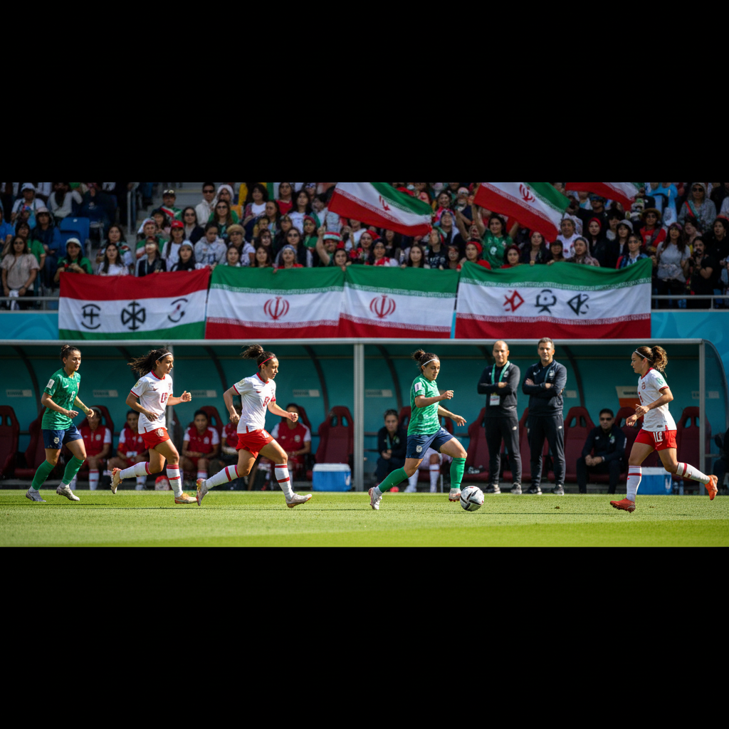 Iraanse diaspora protesteert tijdens Women's Asian Cup