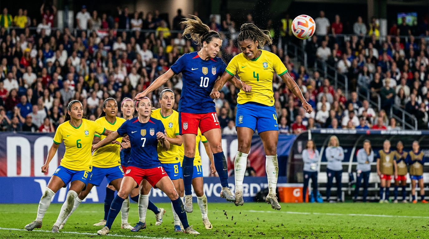 Amerikaanse vrouwen boeken zuinige zege op Brazilië na fysieke strijd