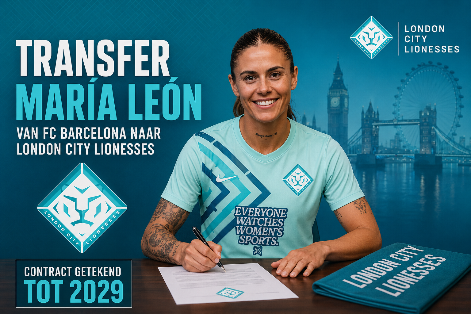 Breaking news: María León verruilt Barcelona voor London City Lionesses!!