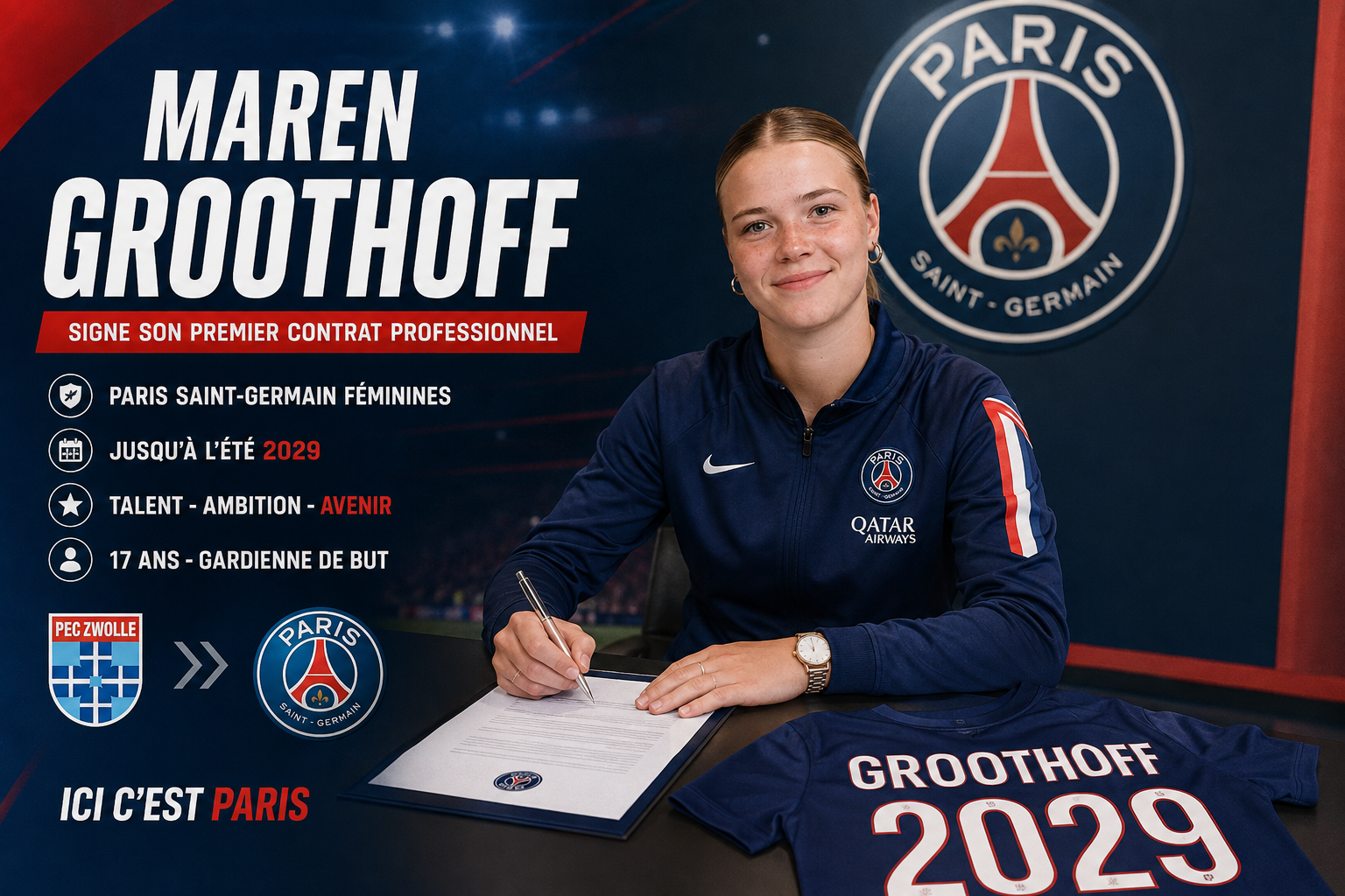 Droomtransfer compleet: Nederlands keeperstalent Maren Groothoff (17) tekent bij Paris Saint-Germain