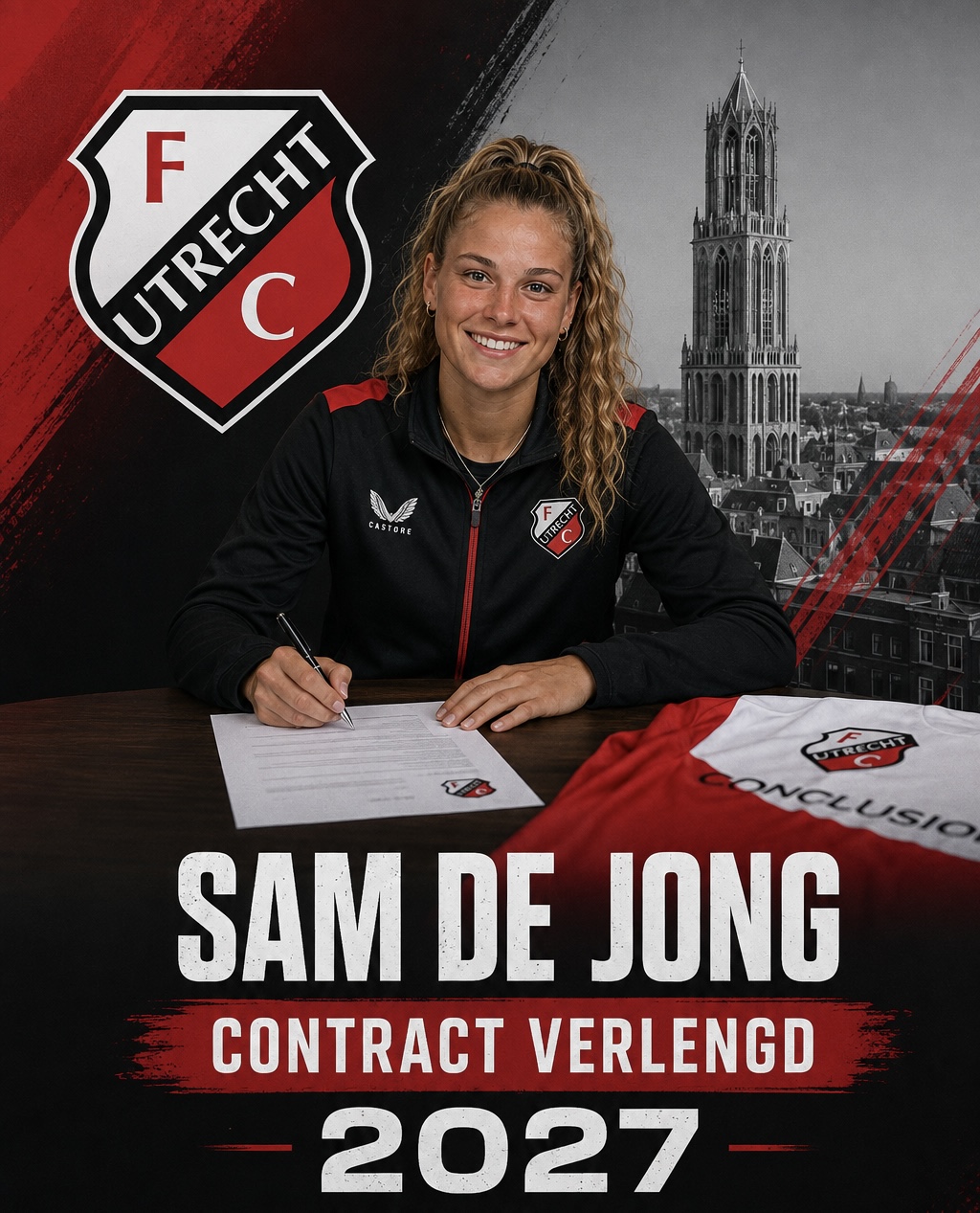 FC Utrecht Vrouwen heeft een contract van Sam de Jong opengebroken en met een jaar verlengd