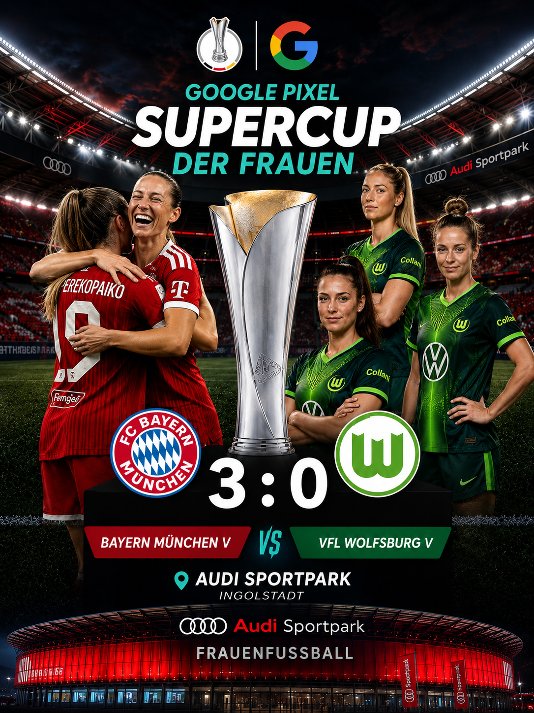Bayern München walst over VFL Wolfsburg heen in Supercup-clash en pakt de eerste prijs van het nieuwe seizoen